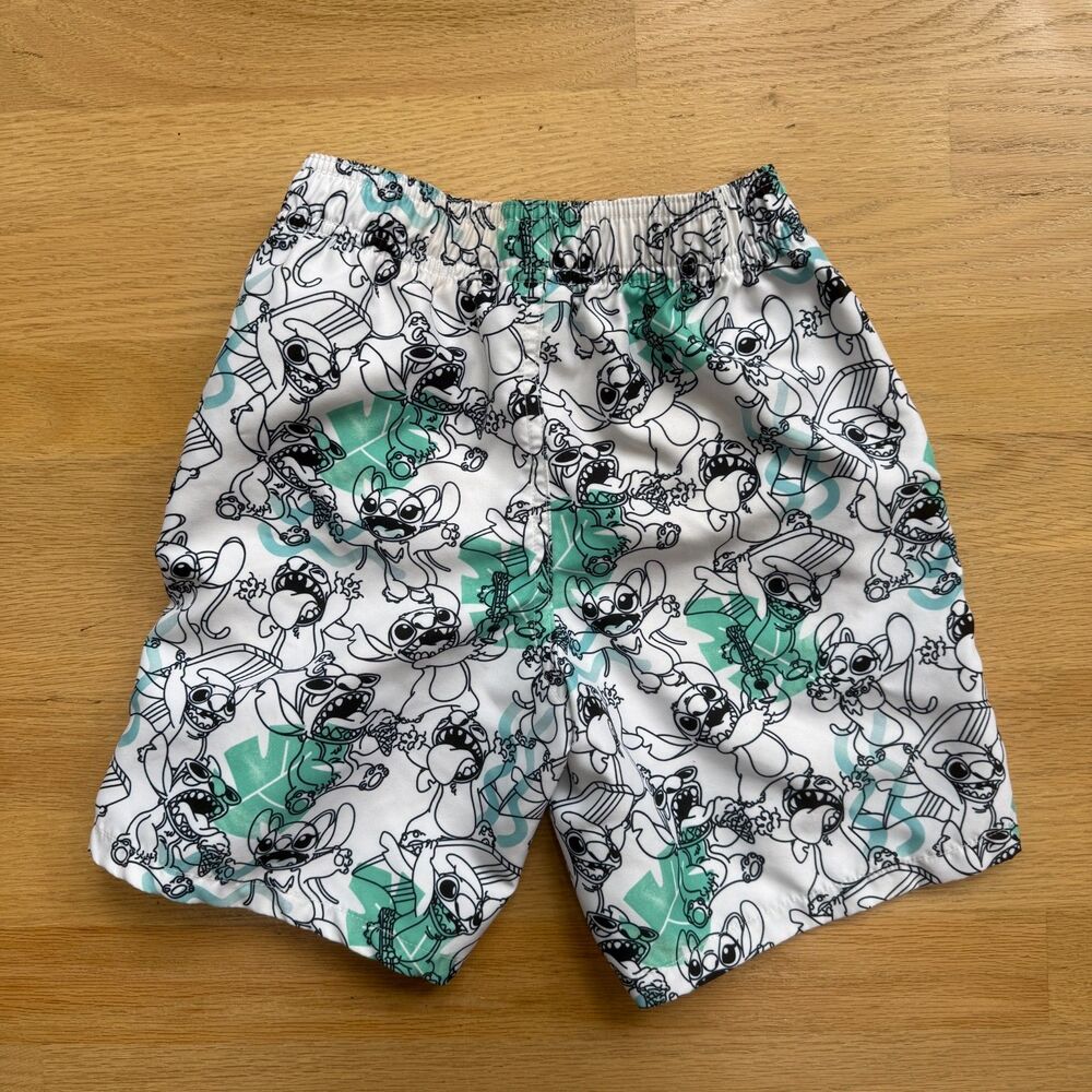 Disney Lilo & Stitch Boys Swim Trunks Size 5/6 Mint Green Character